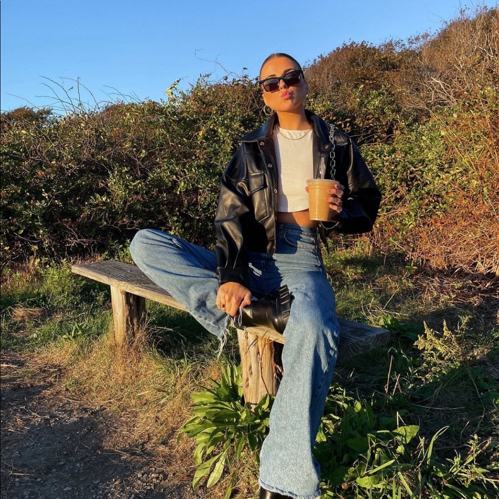 pretty little thing cropped faux leather jacket